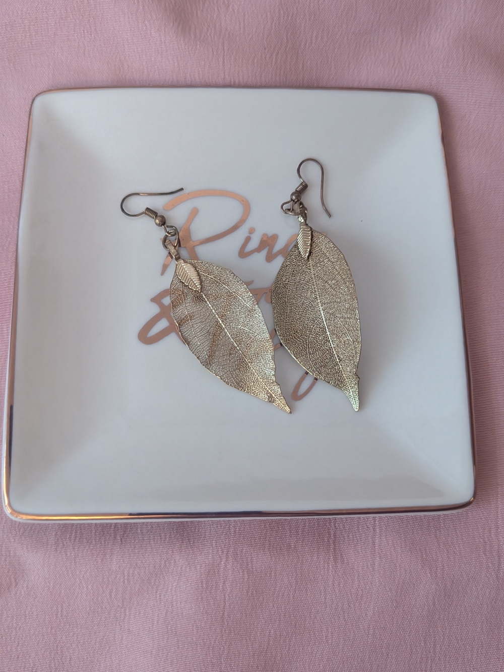 Delicate Gold Leaf Dangle Earrings - Women Jewelry
